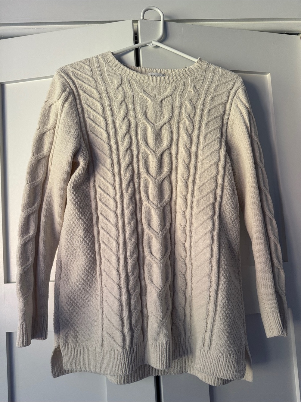 J. Jill Cream Cable Knit Crewneck Sweater